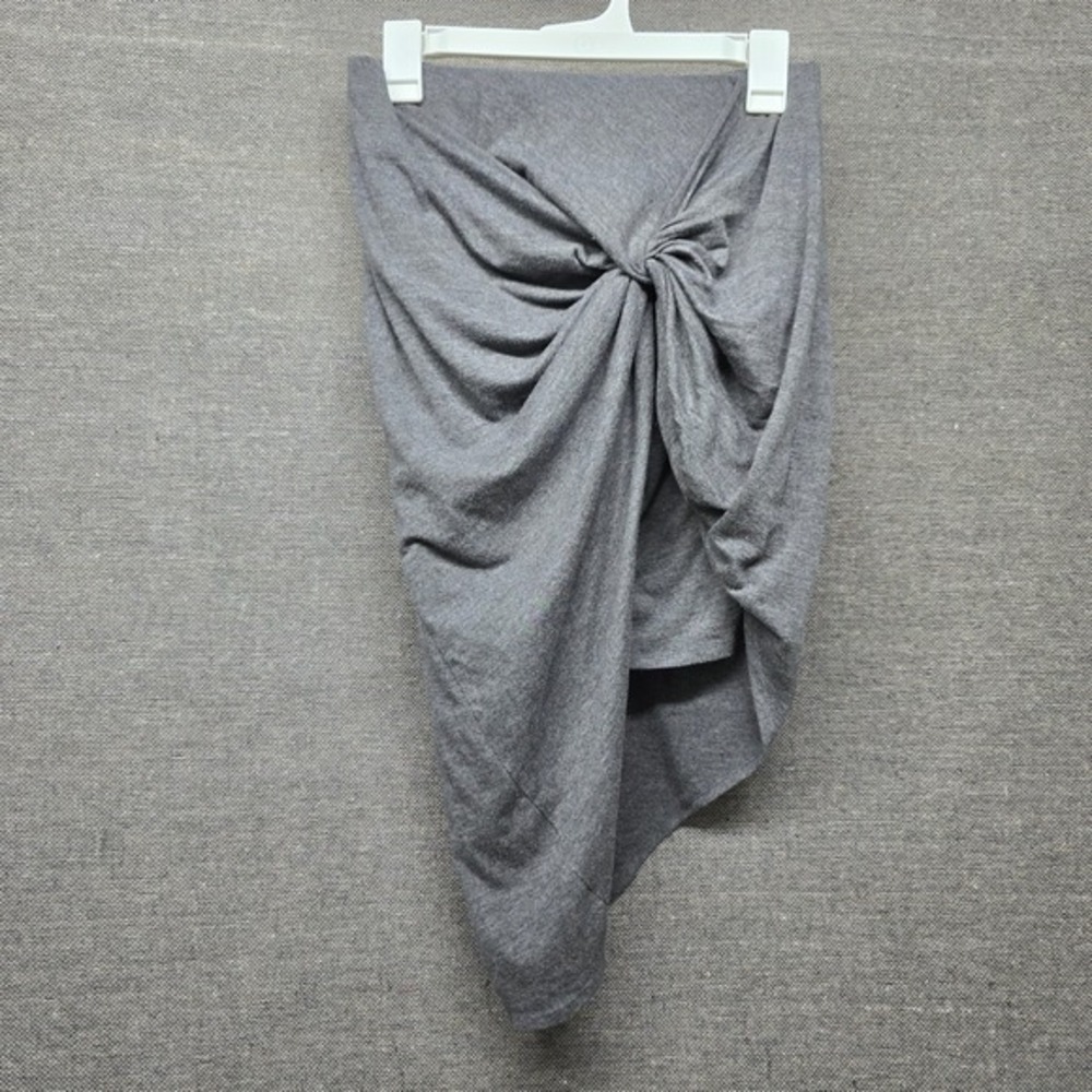 Charlotte Russe Gray Knot Front Draped Tulip‎ Midi Skirt Womens Size M Heather